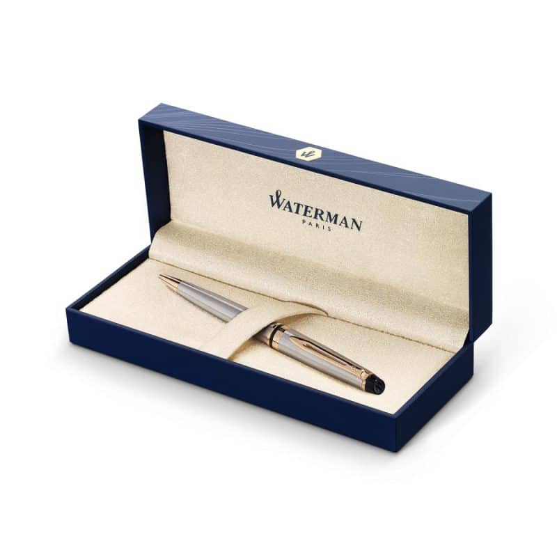Custom Waterman Expert Ballpoint - Stainless Steel - Gold Trim - 3
