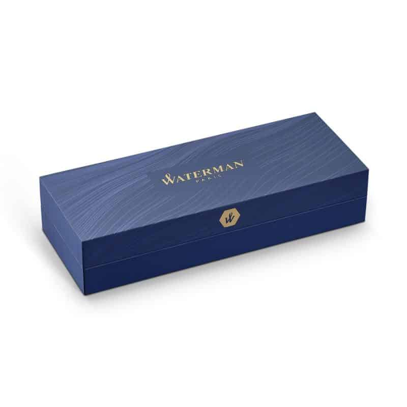 Custom Waterman Hemisphere Ballpoint - Blue Ink - Stainless Steel - Gold Trim - 4