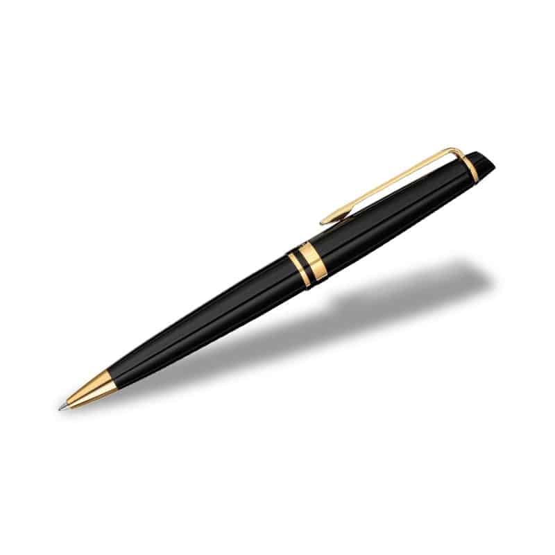 Custom Waterman® Expert Black Lacquer Ballpoint Pen w/Gold Trim